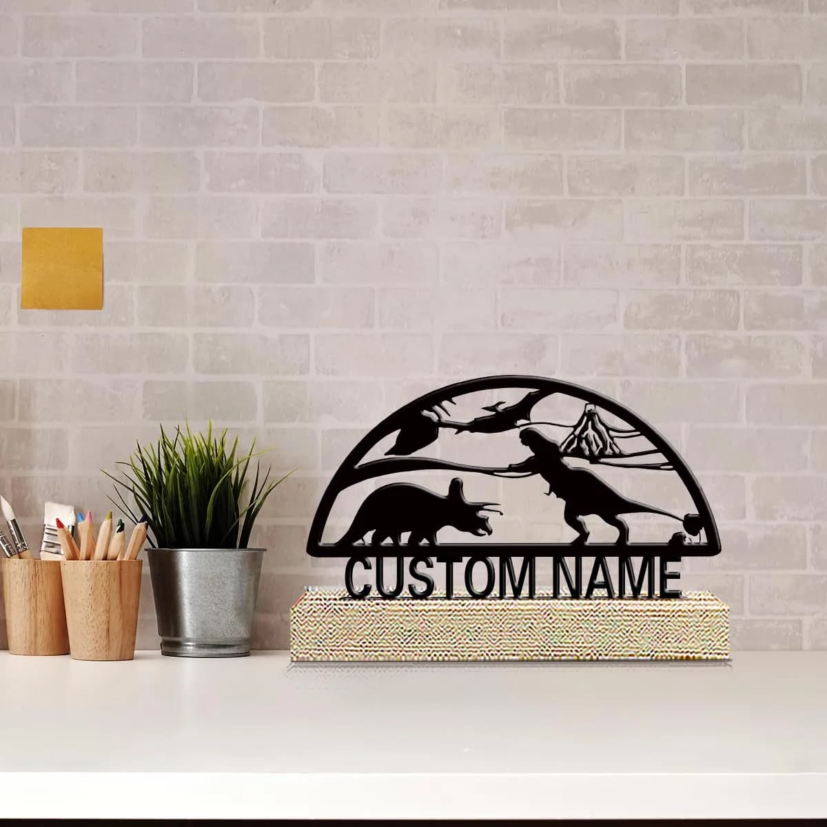 1pc Interesting Desktop Metal Statues Custom Name Equipped with A Wooden Base Desktop Decorations,Office Decorations
