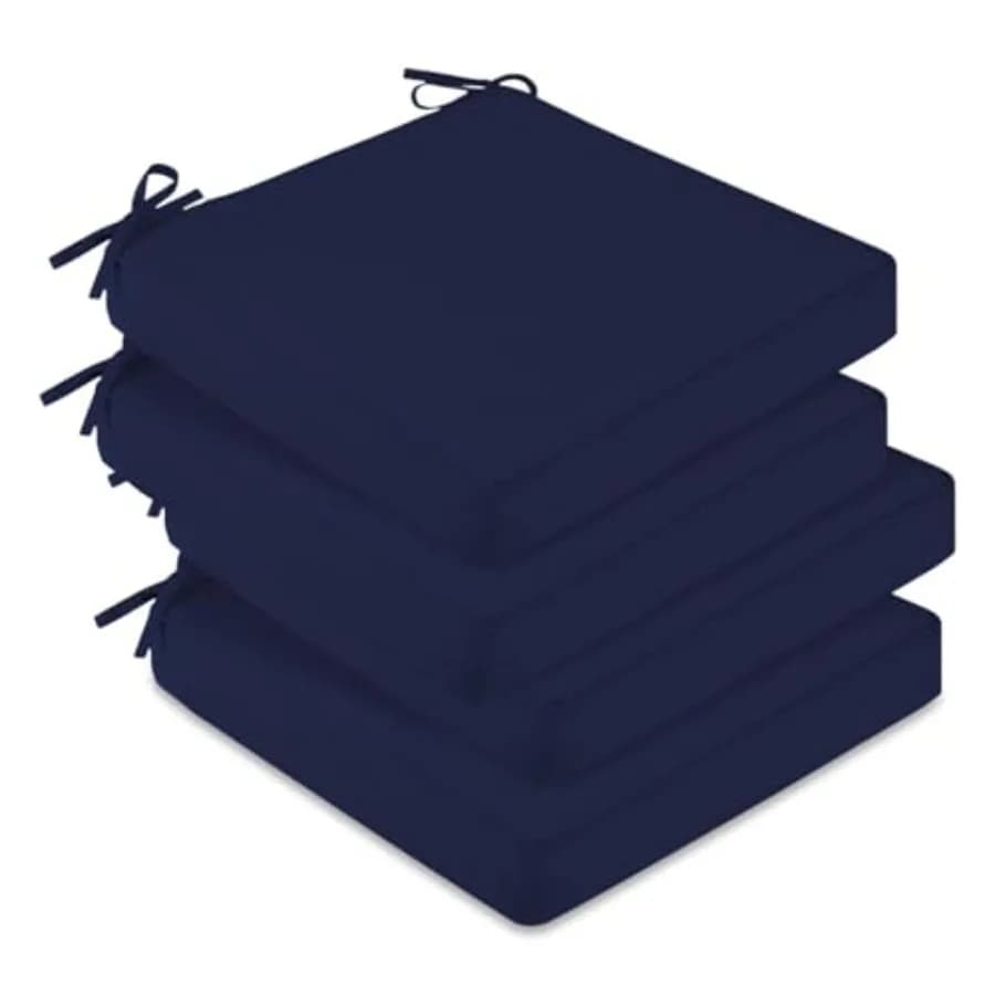 Set di 4 cuscini impermeabili per sedie da esterno, 48x48x7,5 cm, con lacci antiscivolo e maniglia, cuscini quadrati per patio.