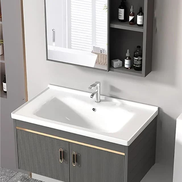 Nuovo mobile da bagno a parete con specchio e lavabo per hotel, set in fibra di carbonio, 70 cm.