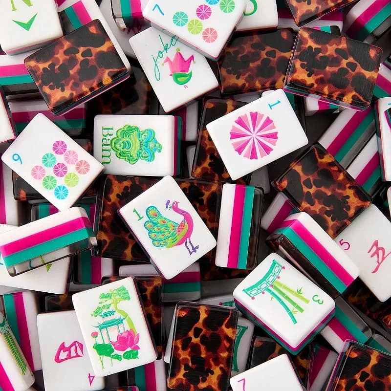 Free Shipping 160pcs American Mahjong Set Acrylic Leopard Mahjong Tiles Portable Mah Jongg for Home Entertainment Surprise Gifts