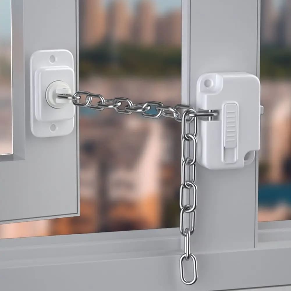 Sturdy ABS Child Safety Window Chain Non-marking Adhesive Stainless Steel Window Stopper Protection Lock Paste Apartments