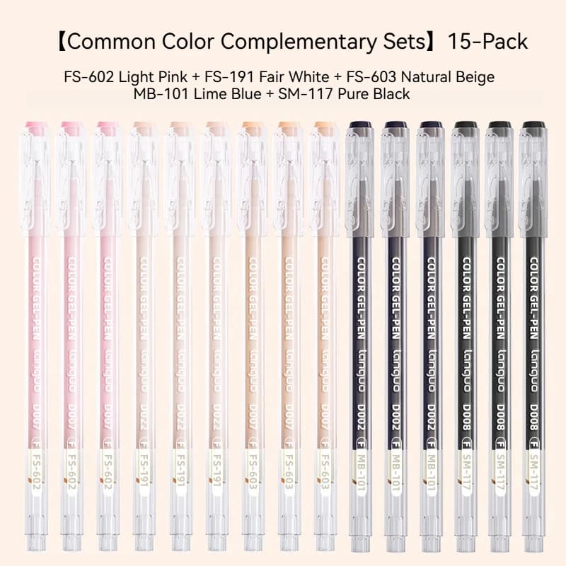 Set da 3/6/9/15 Pezzi di Penne Gel Artistiche Sovrapponibili Languo, Colore Pelle, per Disegno e Journaling, Ricambi per Cancelleria Scolastica
