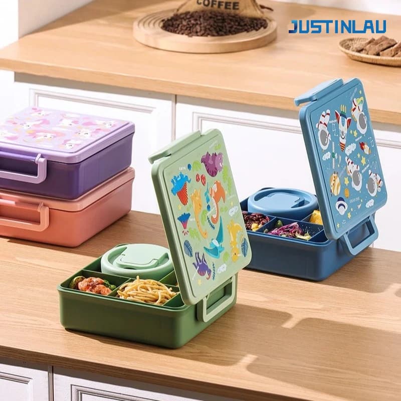 Lunch Box Cartoon Insalata di frutta Bento Box con stoviglie per bambini Studenti portatili Lavoratori d'ufficio Contenitori per alimenti Microware Sicuro