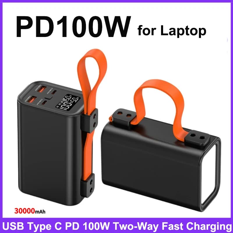 Power Bank 30000mAh Tipo C PD 100W Powerbank a ricarica rapida bidirezionale per iPhone 16 Xiaomi Huawei Samsung Laptop Notebook Powerbank