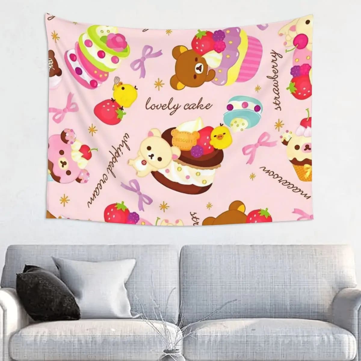 Rilakkum Lovely Cake Tapestry Hippie Polyester Wall Hanging Room Decoration Yoga Mat Mandala Blanket
