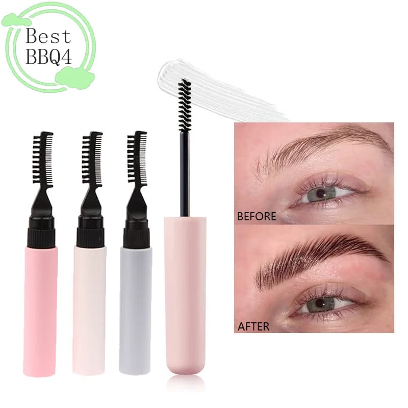 (BBQ4) Tubetto Vuoto per Mascara da 10ml con Doppia Testina a Pennello, Flacone Ricaricabile per Gel Sopracciglia, Contenitore Cosmetico per Allungamento Ciglia