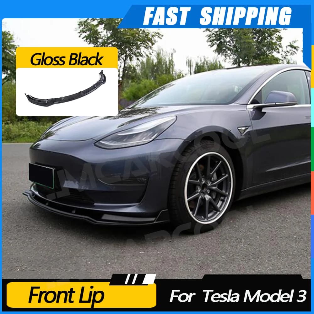 JMCARCOOL Lucido Opaco In Fibra di Carbonio Paraurti Anteriore Lip Splitter Spoiler Kit Corpo Per Tesla Modello 3 2018 2019 2020 Ricambi Auto