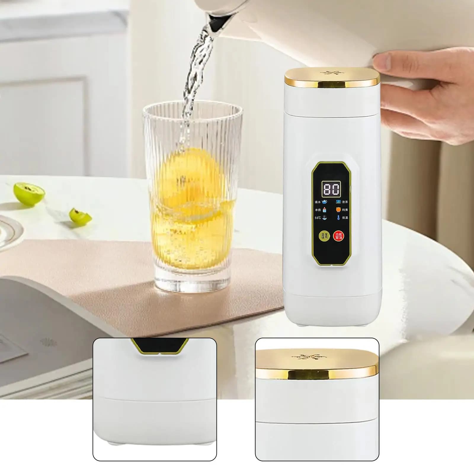 Stainless Steel Portable Electric Kettle, Hot Water Insulated Thermal Cup, for Backpack, Bag, Camping