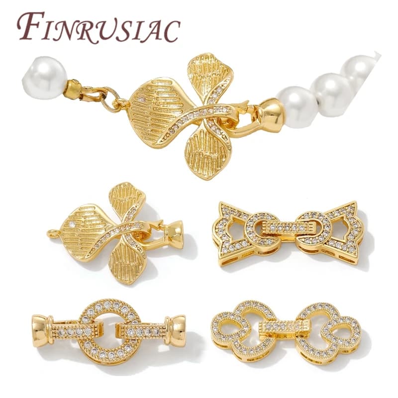 Connettori e Chiusure Placcati in Oro 18K per Perle, Chiusure per Bracciali per Creazione di Gioielli, Chiusure per Collane, Accessori Fai-da-Te per Perline, Componenti