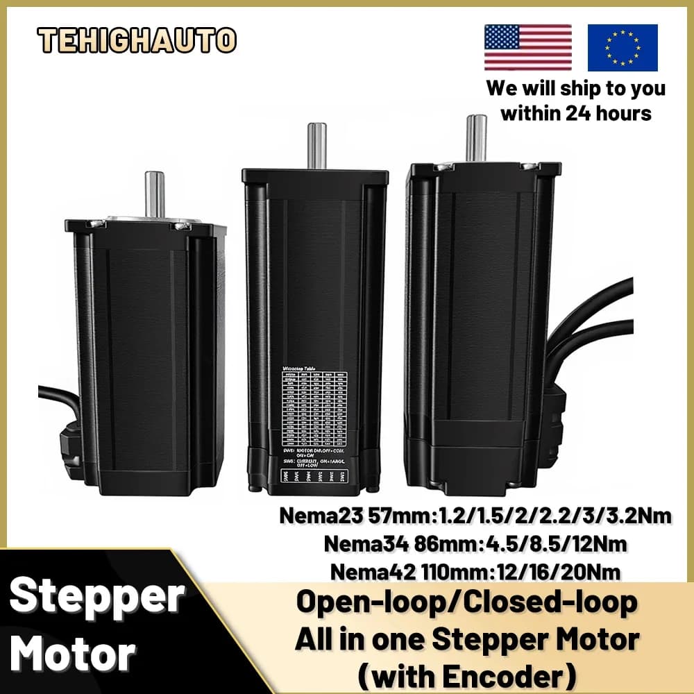 Motore passo-passo Nema23/34/42 57/86/110mm 1.2/1.5/2/2.2/3/4.5/8.5/12/16/20Nm 2PH 3PH Encoder ad anello aperto/circuito chiuso Servo semplice