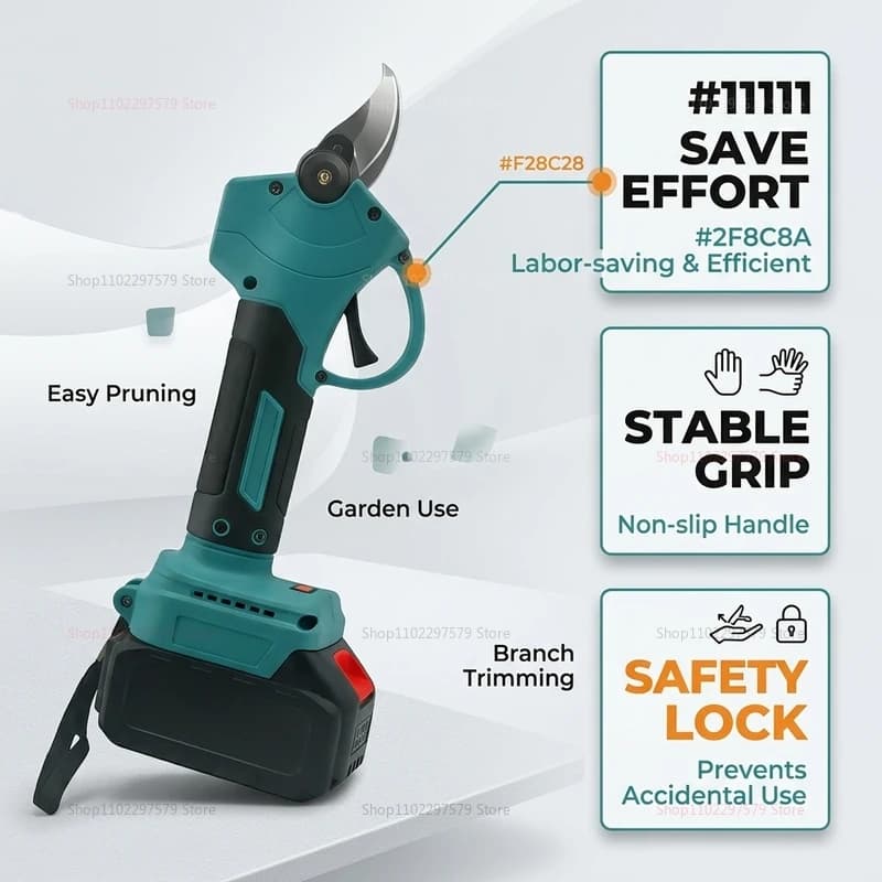 Cordless Brushless Electric Pruning Shears Garden Tool for 18V Battery Power Branch Cutter Garden Scissors for Fruit Trees Shrub