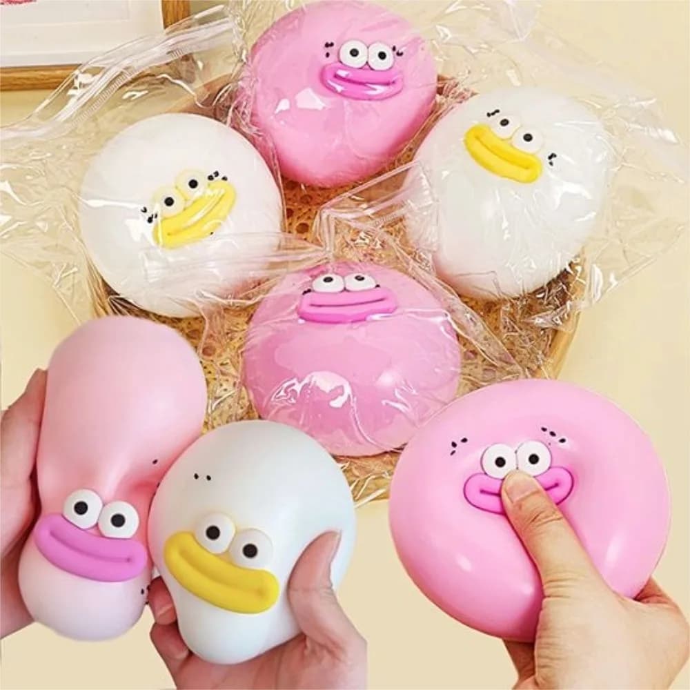 Cute Duck Face Big-eyed Cute Steamed Dumplin Squishy Toy Soft Stress Relief And Play For Kids And Adults Anxiety And Fidgeting
