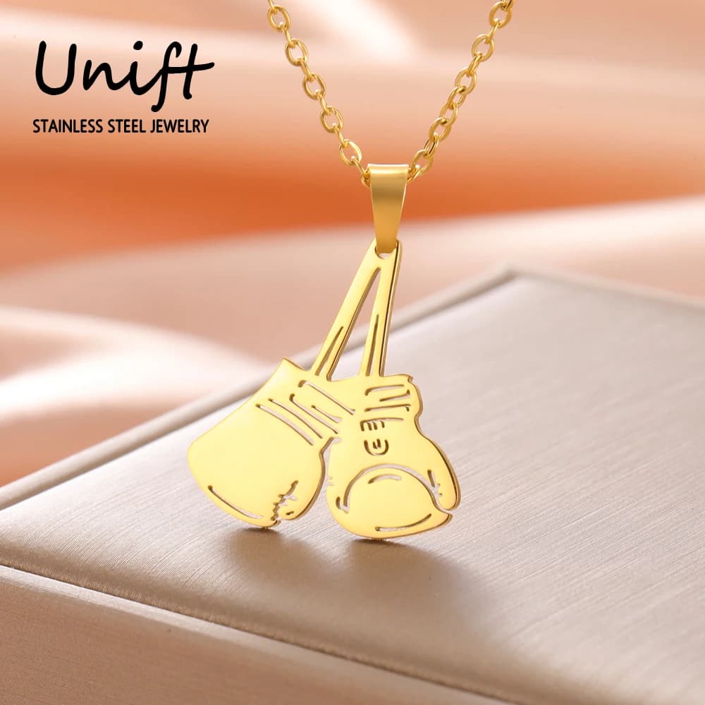 Unift Women's Necklace Boxing Gloves Men's Pendant Stainless Steel Hot Jewels Fitness Fashion Accessories Gift
