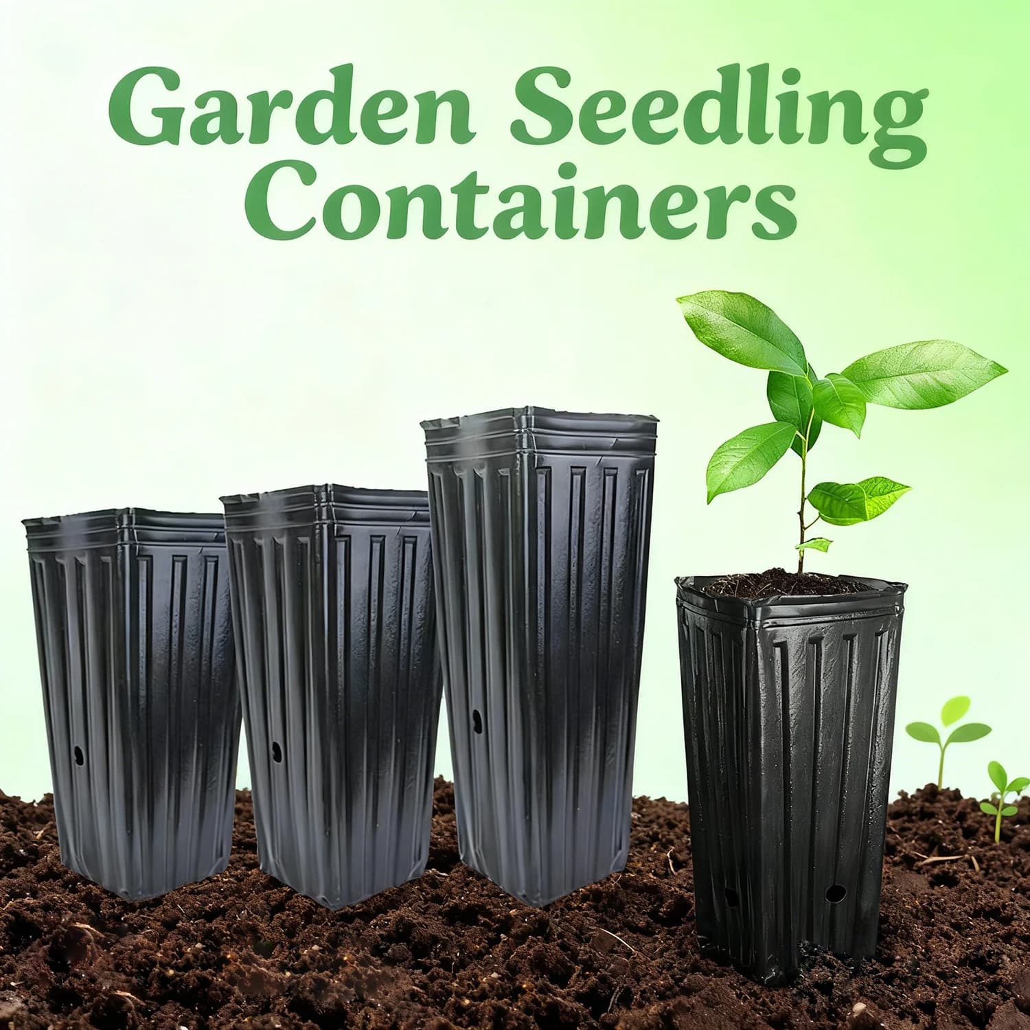 Set di 10 Vasi Quadrati Alti per Semina con Foro di Drenaggio, Contenitori in Plastica Profondi per Vivaio, Giardino e Serra