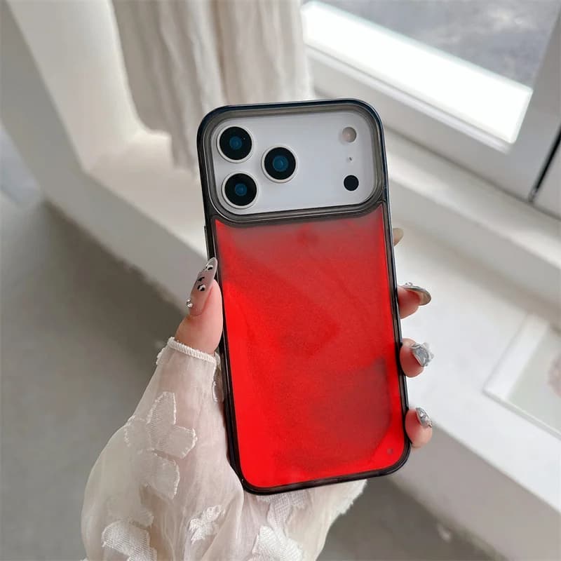 Custodia per iPhone 17 16 Pro Max 15 con sabbia liquida luminosa che si illumina al buio, glitter dinamici e sabbia mobile, cover rigida