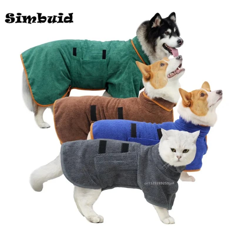 Dog Bathrobe Absorbent Bath Towel for Home Drying Fast Dogs Small Dogs Clean Absorbent Bathrobe Cats Full Body Wrap