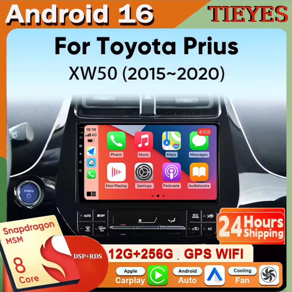 Per Toyota Prius XW50 2015 2016 2017 2018 2019 2020 Android 15 Navigazione Autoradio Lettore Multimediale Stereo Carplay Auto 2K QLE