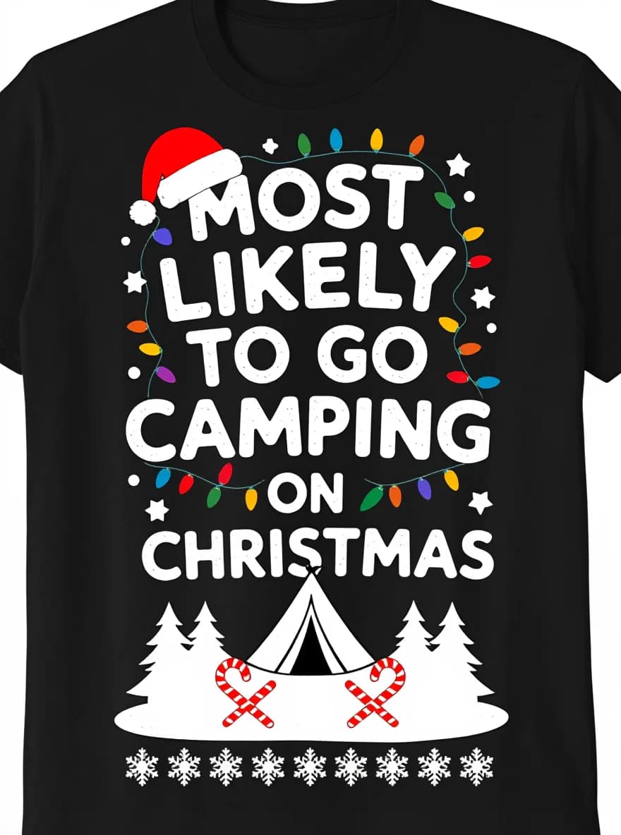 T-shirt da campeggio natalizia da uomo - T-shirt casual per le vacanze festive (S-XXXL) in cotone 100%.