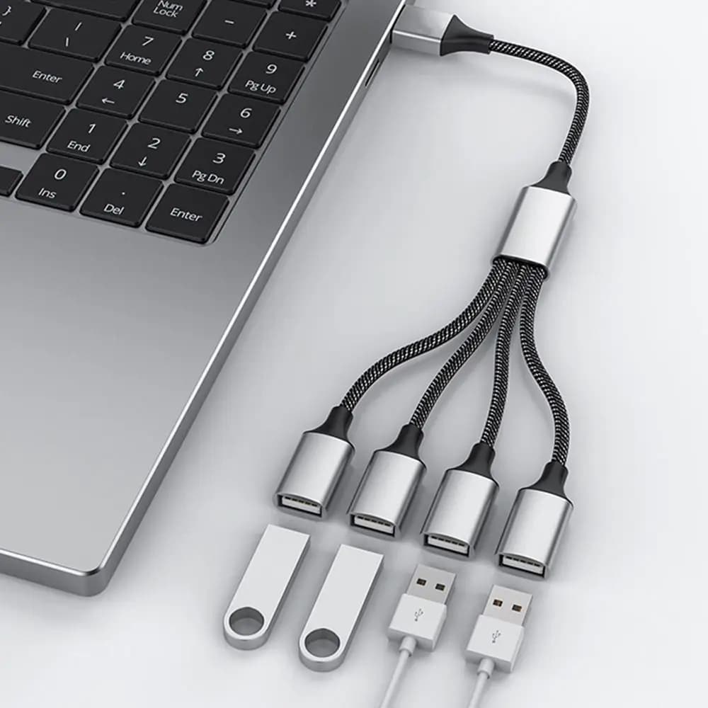 Convertitore 4 in 1 per Trasferimento Dati, Adattatore OTG, Hub USB Tipo C, Splitter per Ricarica