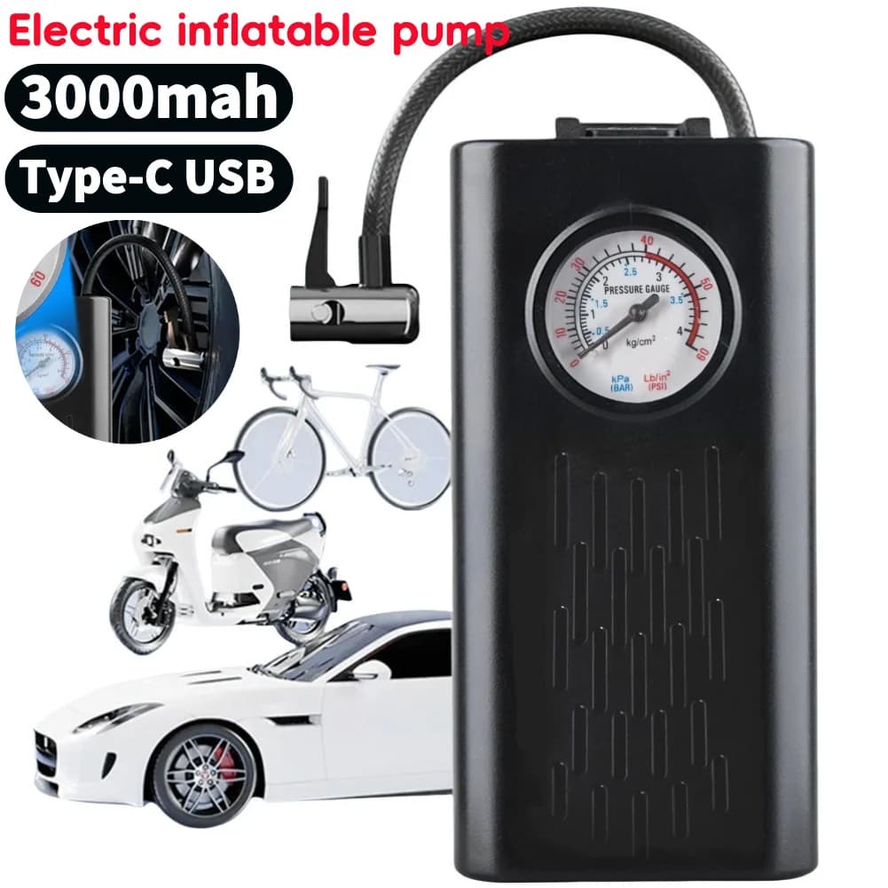 Compressore d'aria elettrico Ricarica USB Pompa per bici portatile Pompa per pneumatici elettrica multifunzionale per moto Bicicletta automatica