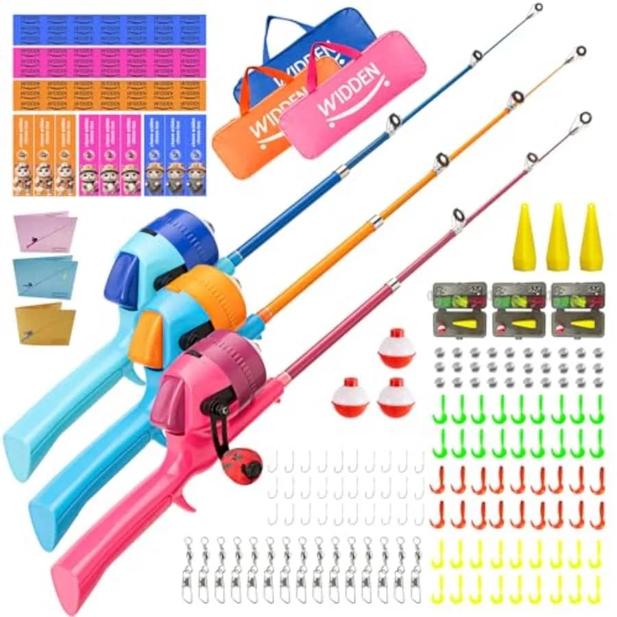 Canna da Pesca, Canna da Pesca Telescopica, Canna da Pesca Pieghevole per Bambini e Set Mulinello con Scatola Porta Attrezzi, Filo da Pesca, Galleggiante e