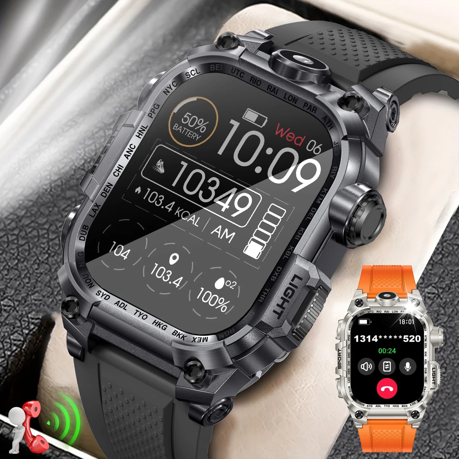 New Smart Men's Watch Screen TFT 2,01 inch Resolution 320 * 390 650 mAh Battery Watch for heart rate and blood pressure monitoring