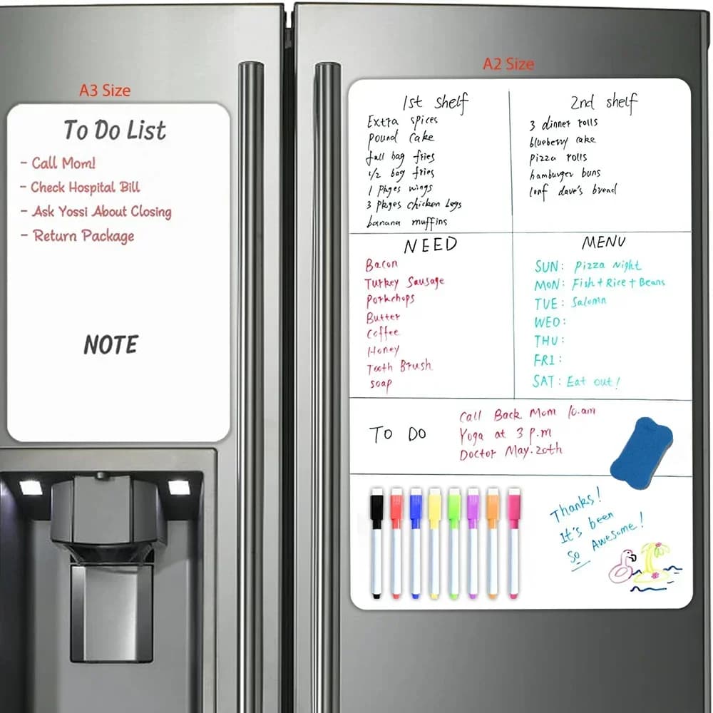 Lavagna magnetica cancellabile a secco formato A2/A3 per magnete frigo lavagna bianca agenda settimanale blocco note calendario riutilizzabile