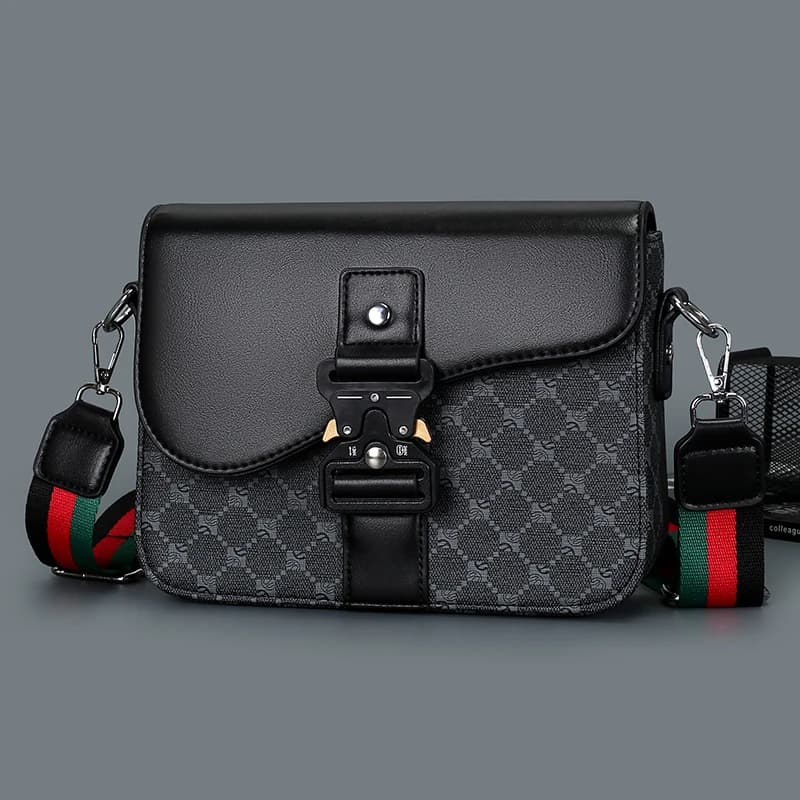 Men's shoulder bag with fashionable jacquard pattern High-end casual shoulder bag for commuting Waterproof daily shoulder bag for work