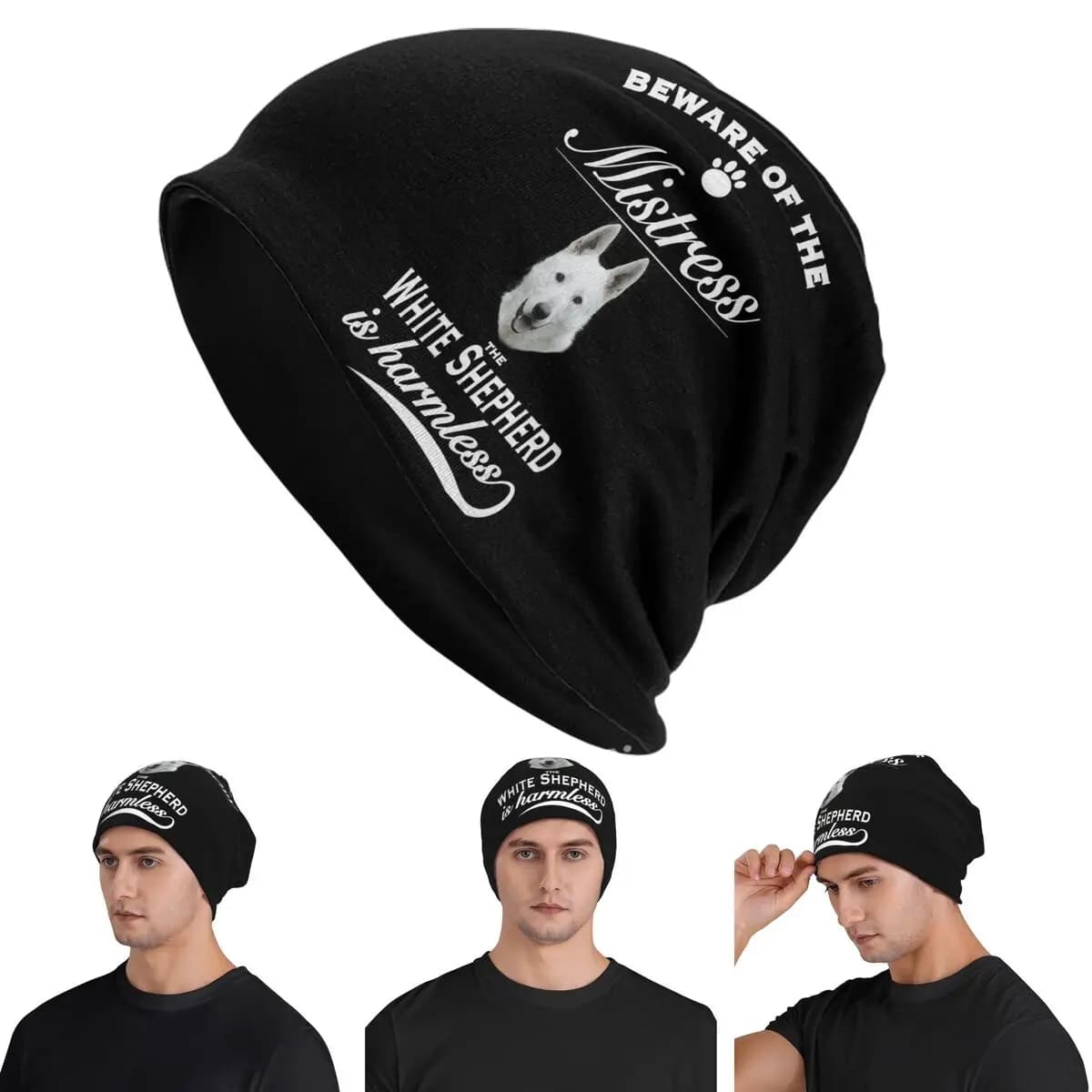 Maglietta bianca da pastore tedesco Maglietta bianca da pastore tedesco Maglietta Skullies Berretti Cappelli Berretto autunnale caldo Cappellino lavorato a maglia per adulti