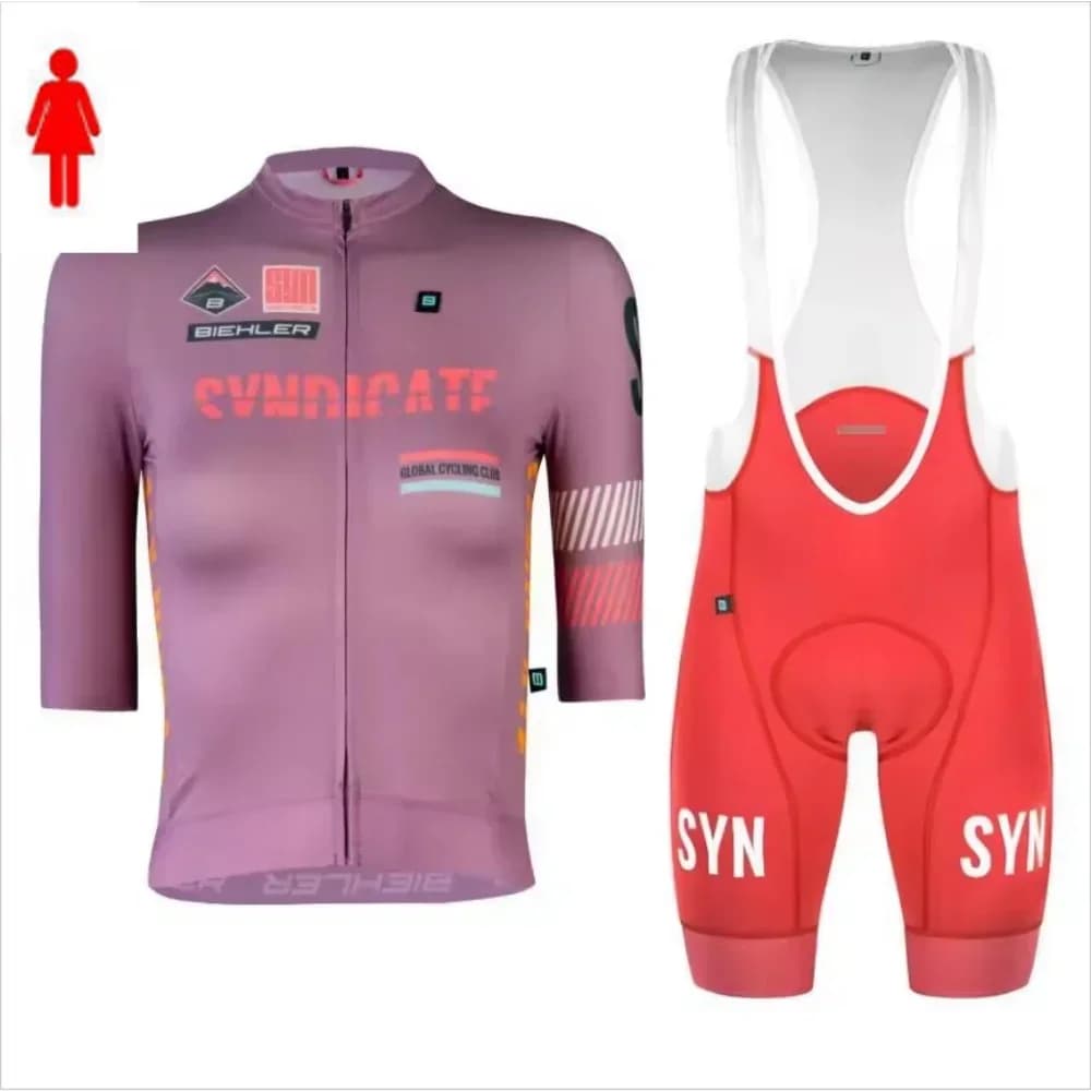 Women's Colored Long Sleeve Cycling Clothing SYN Road Bike Clothing Shorts With Straps Set Anti-Size UV Summer clothing MTB