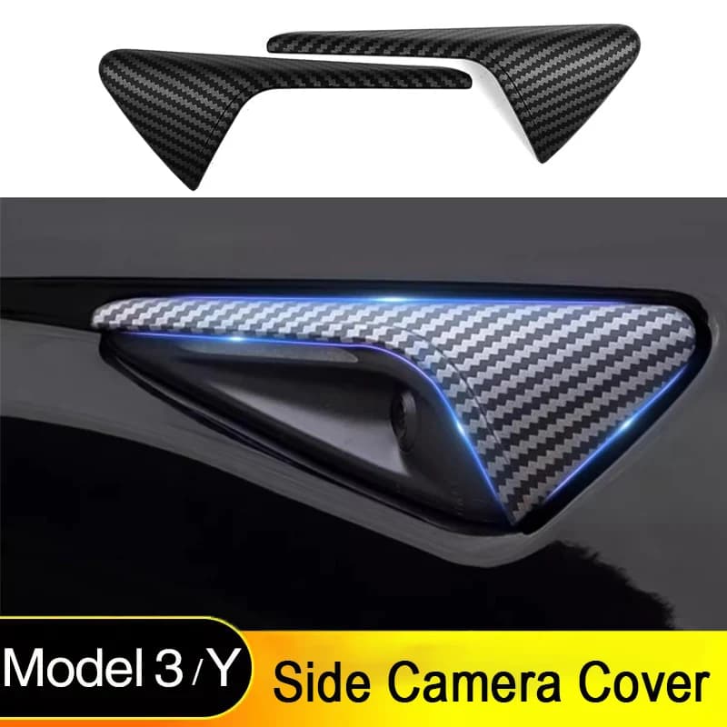Per Tesla Modello 3/Y 2024 2025 Copertura di protezione della fotocamera laterale Parafango Accessori per la modifica dell'auto Modello in fibra di carbonio opaca Trim
