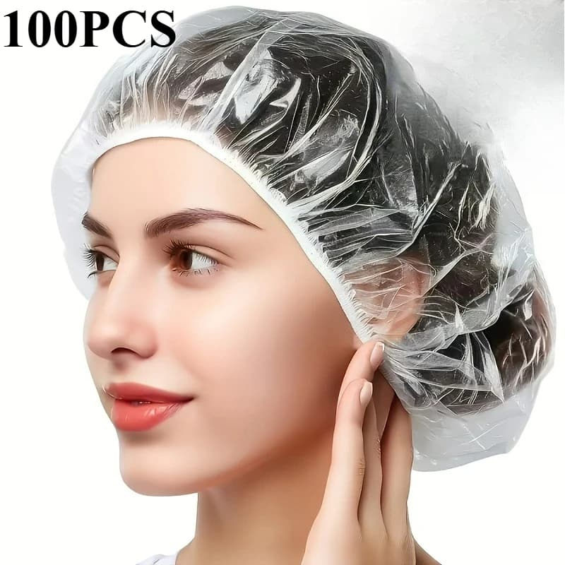 Cappucci monouso multiuso, 100 pezzi, HDPE impermeabile, estensibili da 5,51 a 11,42 pollici, per capelli, scarpe, sedili auto, pulizia
