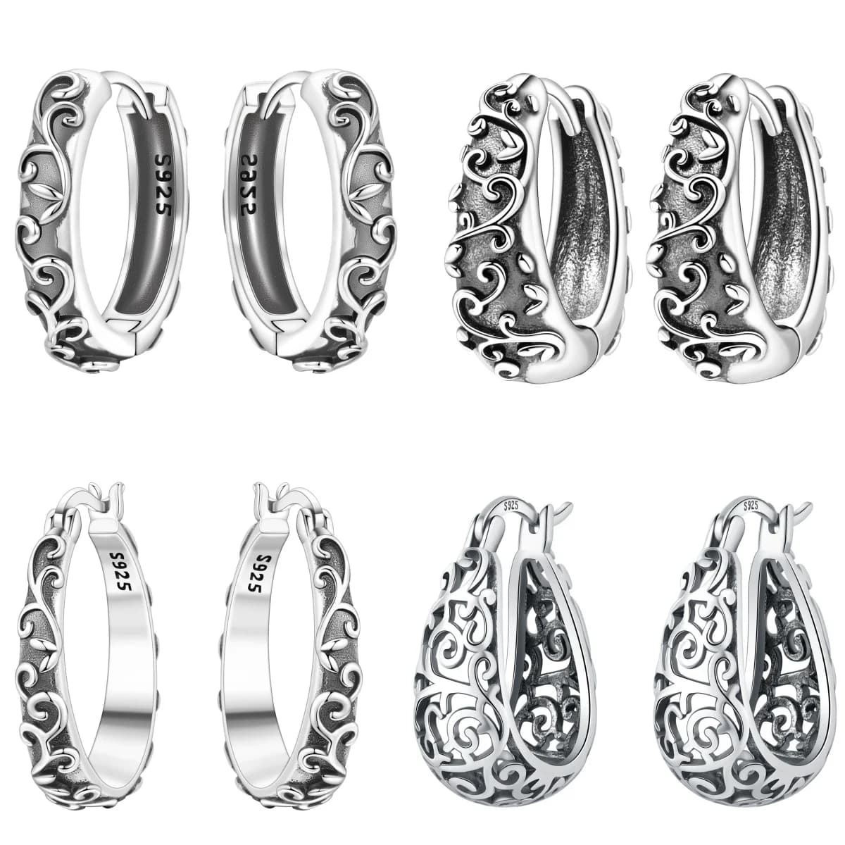 Orecchini in Argento Sterling S925 Orstarry, Design Vintage a Foglia di Vite, Versatili e alla Moda, Regalo per Donne, Compleanno, San Valentino, Gioielli in Argento