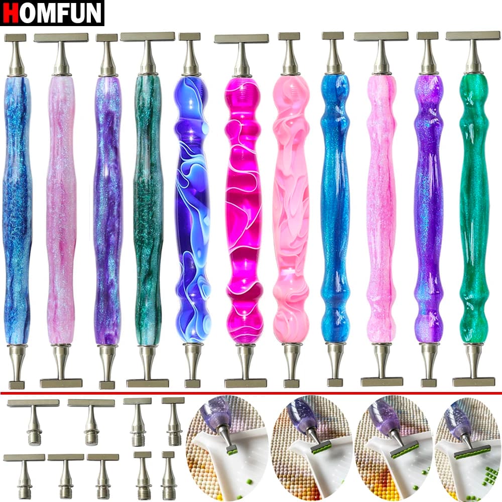 HOMFUN Nuovi punte filettate Accessori Penna da ricamo, Strumento per trapano a punti per pittura con diamanti, Punte per filettatura in metallo multifunzionali