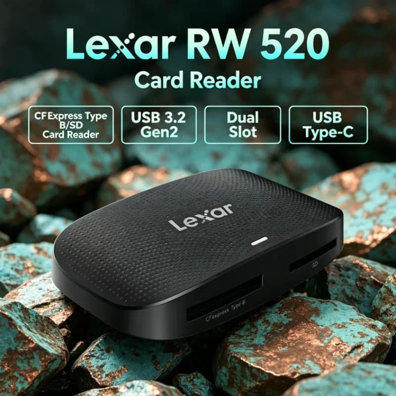 Lexar RW520 Memory Card Reader High Speed CFexpress Type B SD Card Reader USB 3.2 Gen 2 Dual Slot for Data Transfer