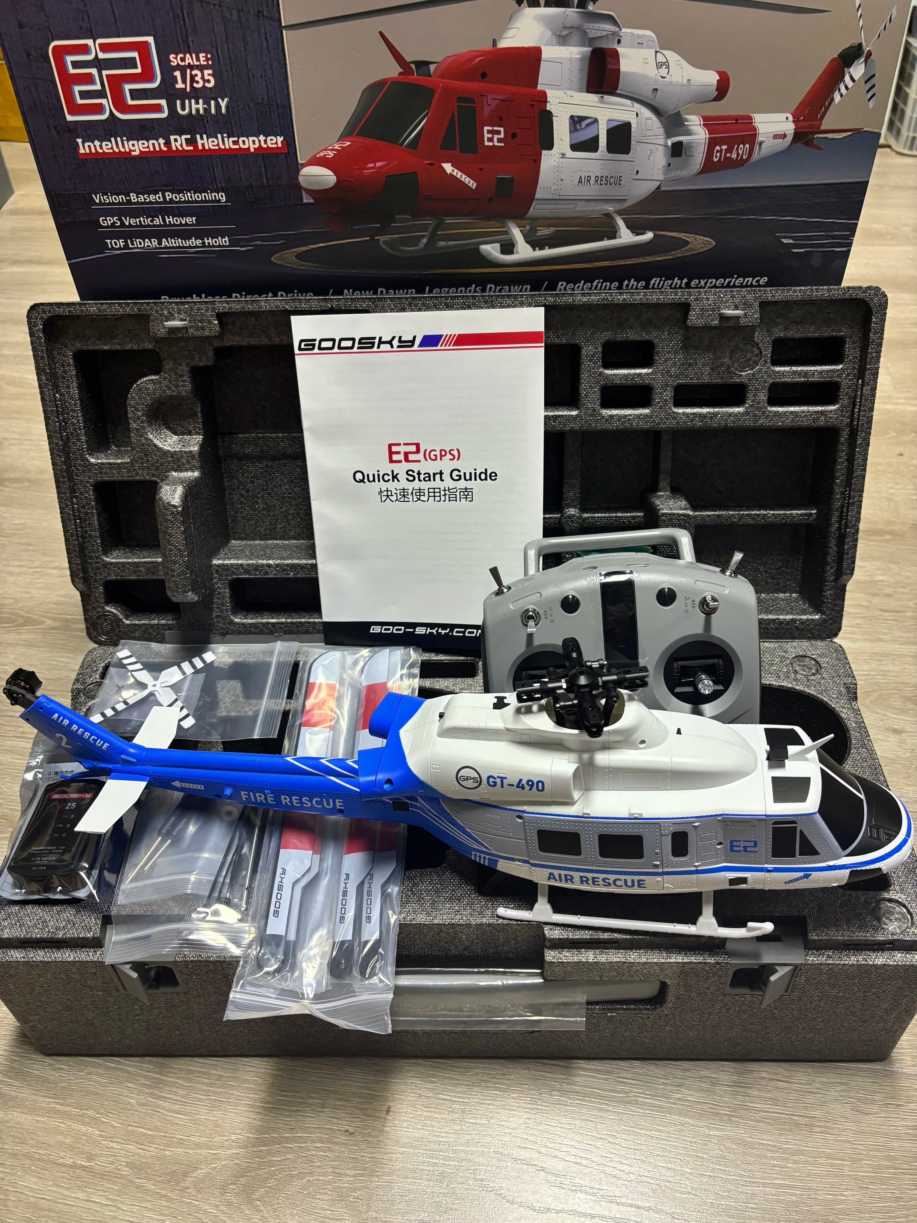 NUOVO Goosky E2 Gps 1/35 Rc Elicottero Doppio Motore Brushless Tof Sistema di Controllo di Volo Bnf/Rtf Elicottero di Controllo Remoto Giocattolo Regalo
