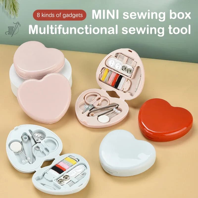 Set da Cucito Portatile Mini per Viaggi e Casa, Kit da Cucito con Borsa Portaoggetti, Organizzatore per Accessori e Utensili Domestici