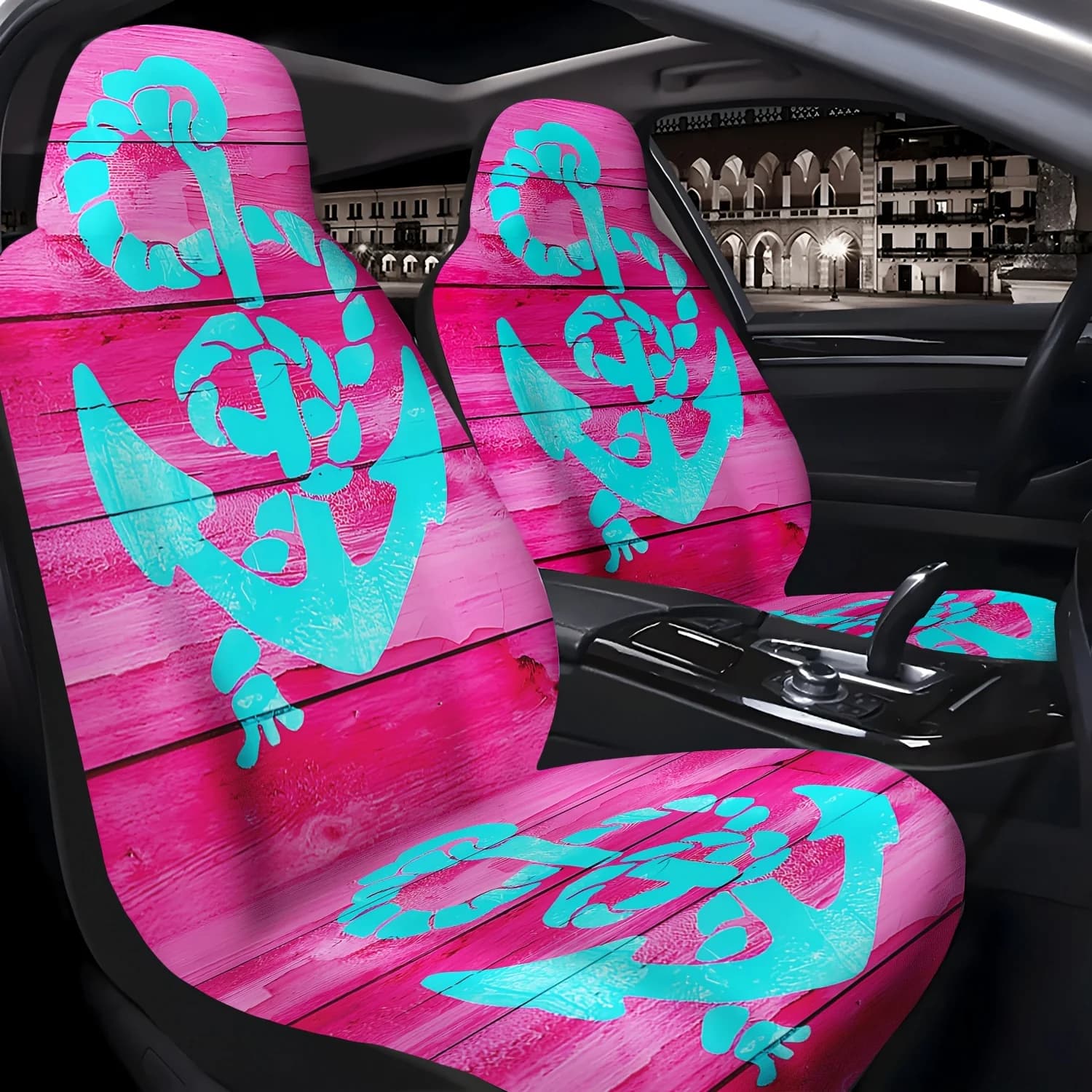 2pcs Boat Anchor Pattern Car Seat Covers, Cute Car Interior Seat Accessories, Suitable For Cars, Trucks, Vans, SUVs, Sedans, Veh