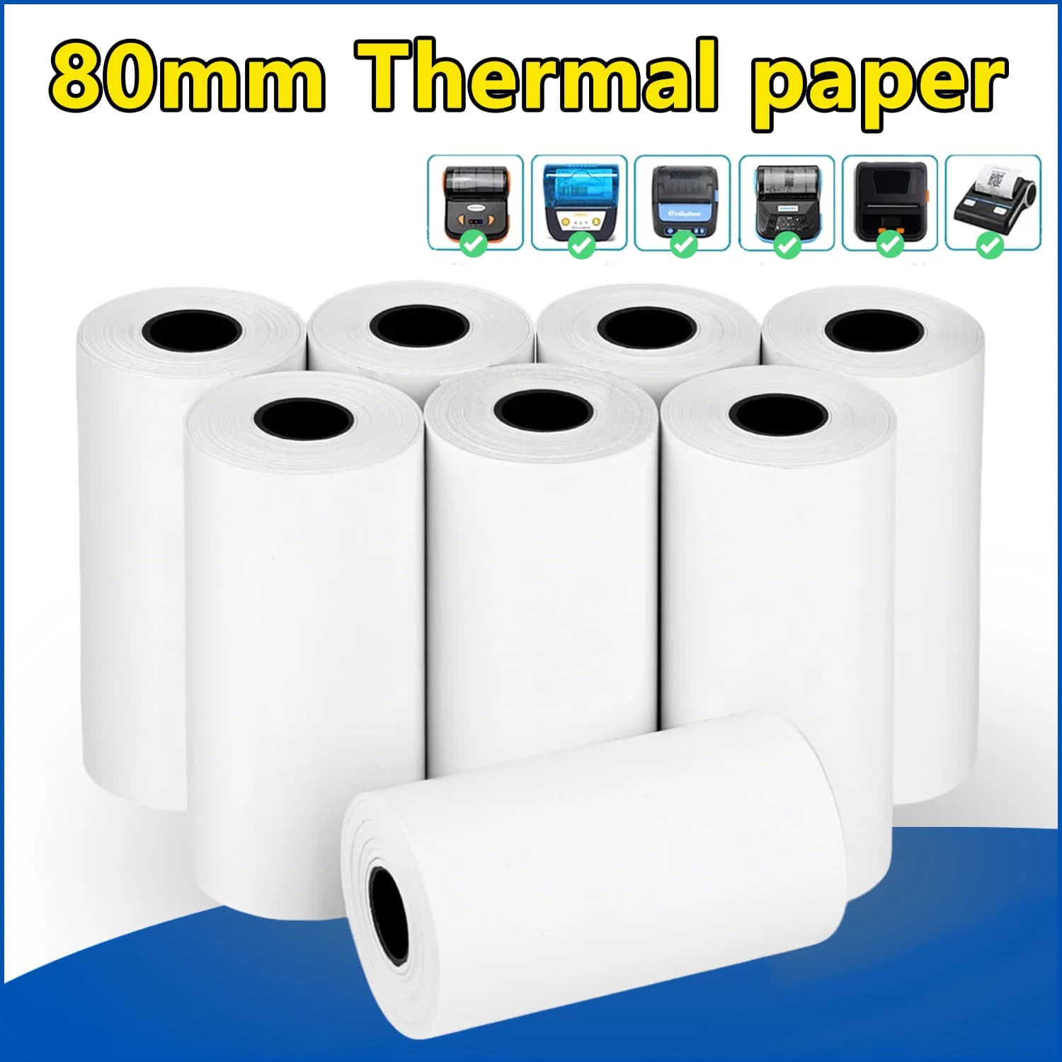 80MM Thermal Receipt Paper 3/6/10 Rolls White Paper For Mini Portable Thermal Receipt Printer For Supermarket Business Printing