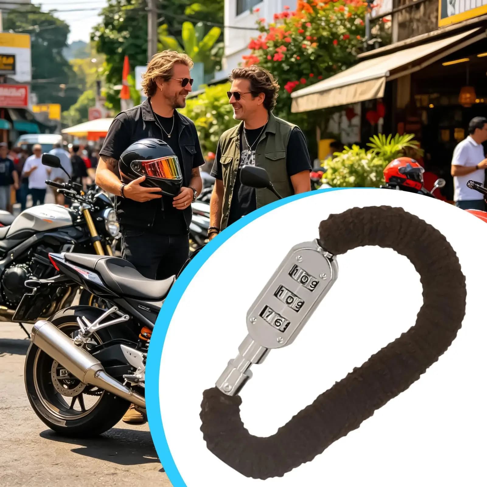 Combination Helmet Lock Motorcycle 3-Digit Backpack Locking Combination Lock Carabiner Keychain For Riders Travelers Women Men