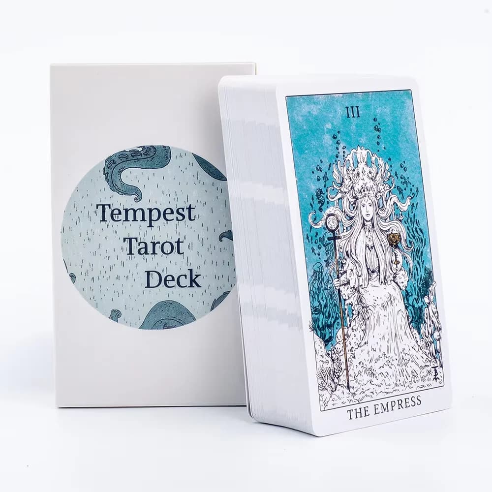 Tempest Tarot Deck 78 Cards Ocean Nautical Theme Mermaid Sea Monster Vintage Hand Drawn Divination Oracle Cards