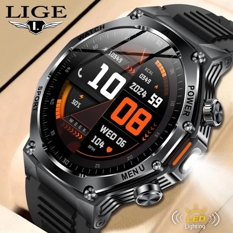 LIGE Nuovi Uomini 800mAh Batteria Ultra Lunga Durata Impermeabile Smart Watch Sport All'aria Aperta Orologi Chiamata Bluetooth Militare Smartwatch 2025