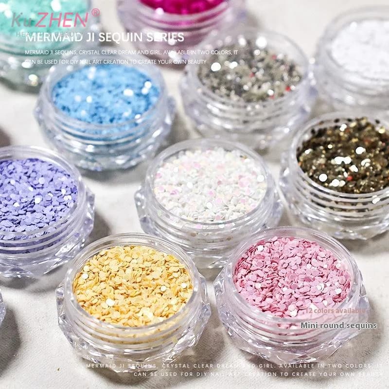 1jar 1mm Mini Sparkling Nail Glitter Sparkling Circular Nail Decoration Nail Salon Design Cute Accessories DIY Nail Art Design