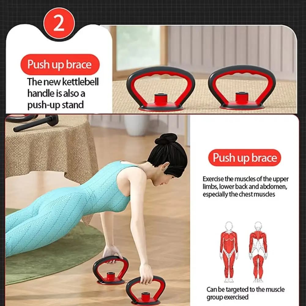 Portable Kettlebell Handle Threaded Adjustable Weight System Kettle Bell Grip Multifunctional Ergonomic Handle Push Up Handle