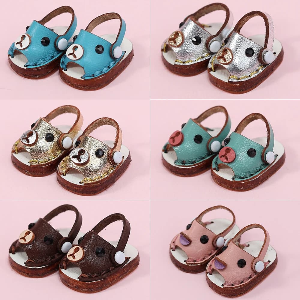 Ob11 Doll Bear Pantofole Sandali Scarpe di pelle di vacchetta Moda Holala Scarpe Accessori per bambole per Obitsu11, Body9, Gsc, Ddf, 1/12bjd Doll