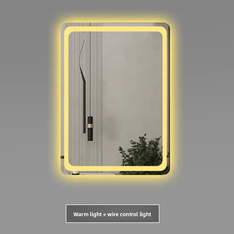 Specchio da Bagno Intelligente Quadrato con Luci LED Anteriori e Posteriori, Specchio per Trucco Elegante e Luminoso