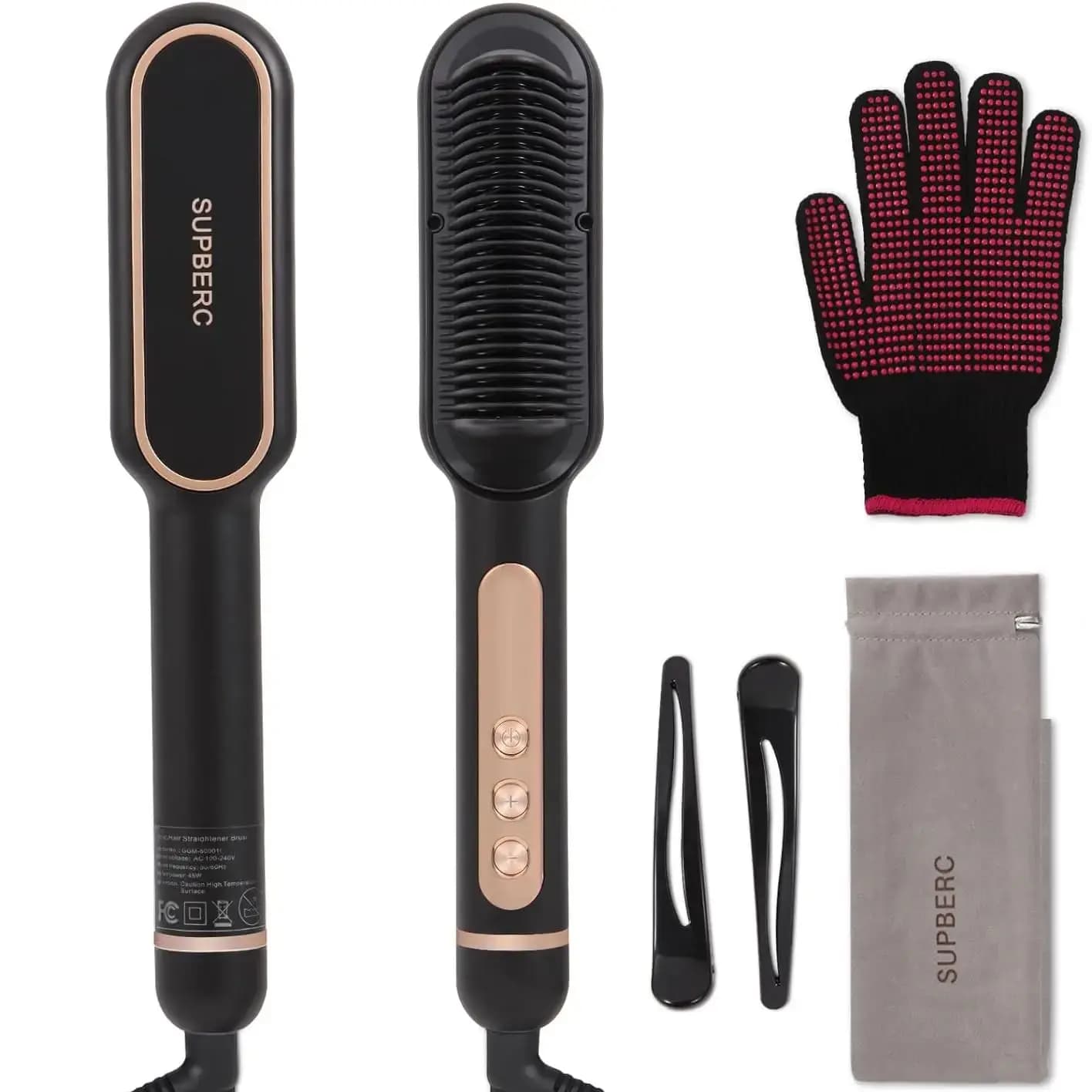 AP02 Brush for smoothing negative ionic hair, quick-heating hair plate, anti-coating and automatic shutdown for woman