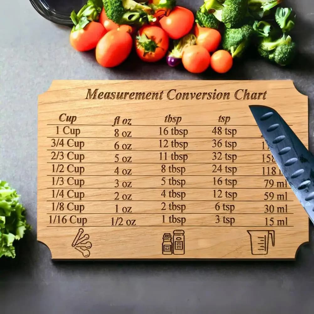 Wooden cutting board for cooking measurement Wooden cutting boards for the preparation of the camper kitchen Reusable kitchen in metal for cups