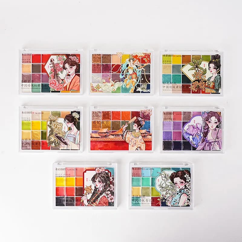 3pcs 24-color Solid Watercolor Pigments Good Water Solubility for Art Painting Outdoor Sketching Illustration Nail Design
