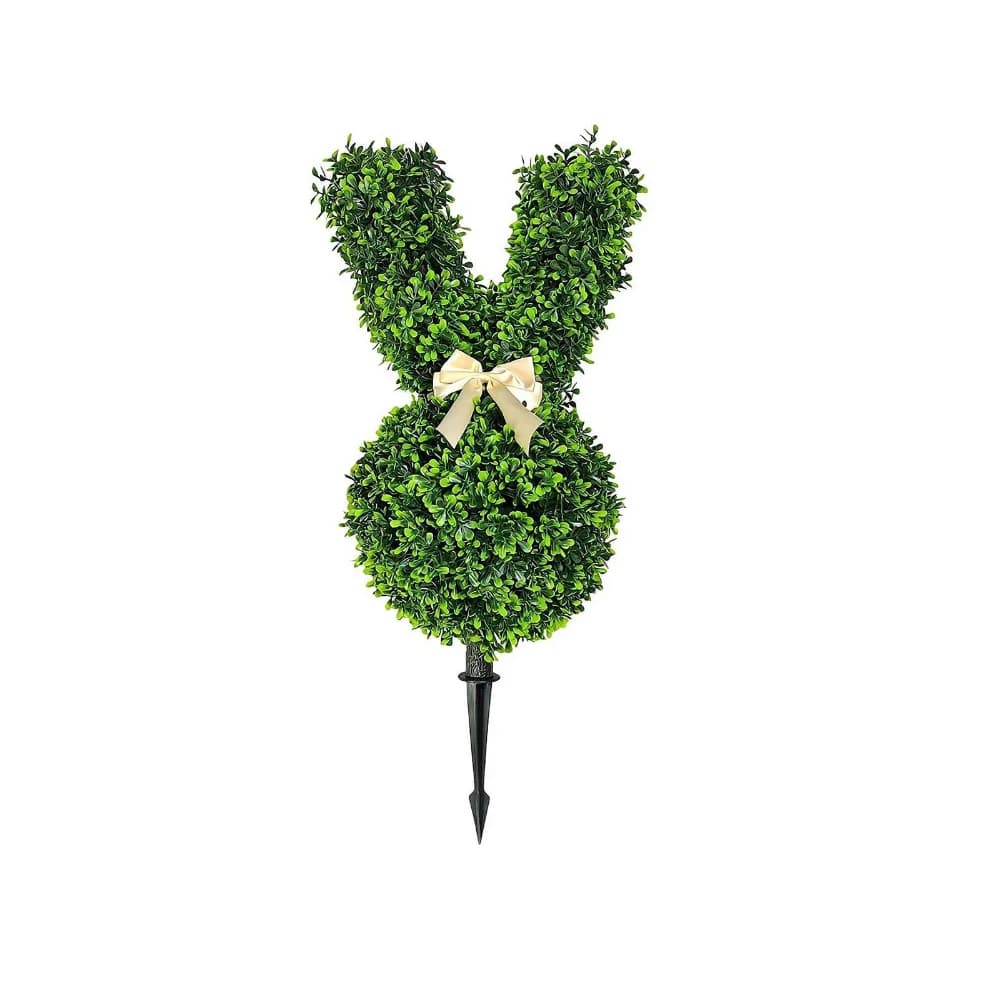 Artificial Rabbit Shape Topiary Tree, Topiary Plant in Realistic Green Bosso in Plastic Vase, Simulated Plant for Easter Decorations from Portico